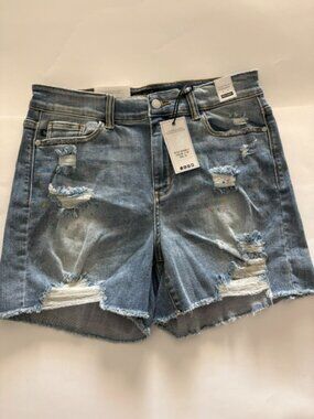 Judy Blue High Waist Rainbow Paint Splash Denim Short-XL NWT